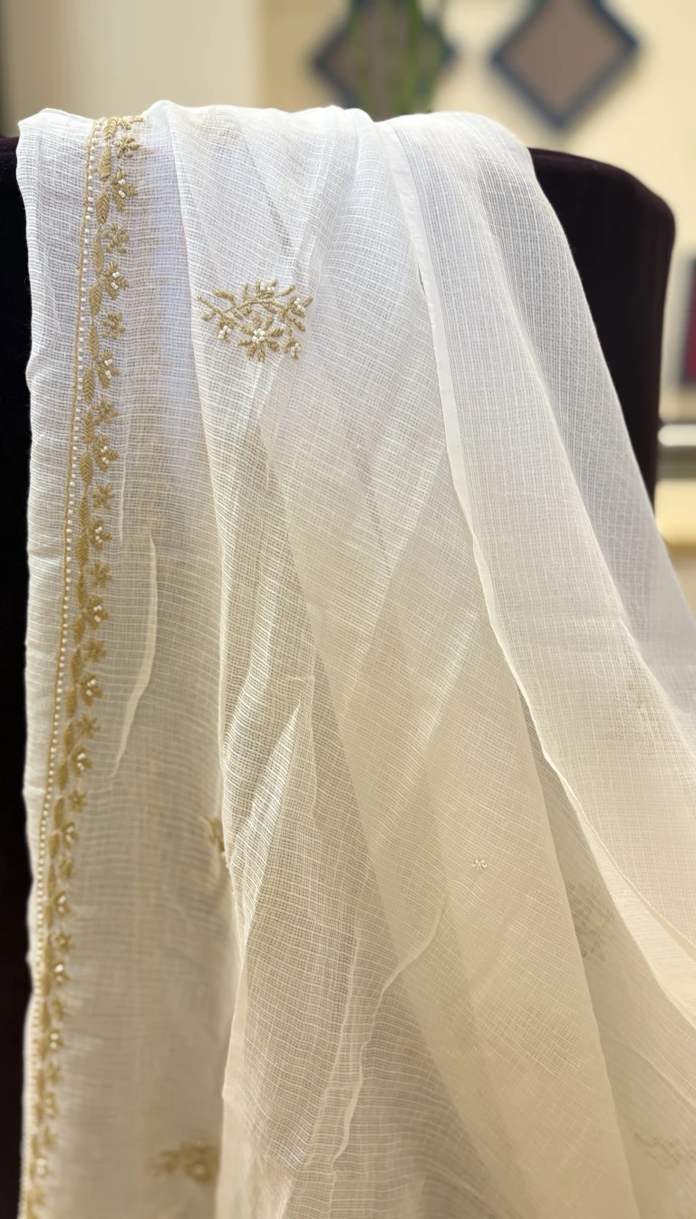 Alternative view of Ivory Gold Pearl Doriya Set