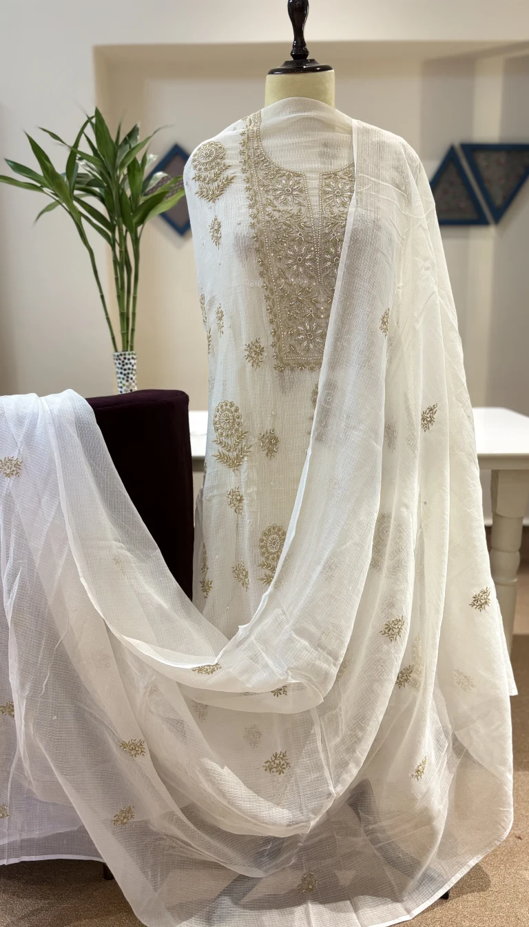 Ivory Gold Pearl Doriya Set