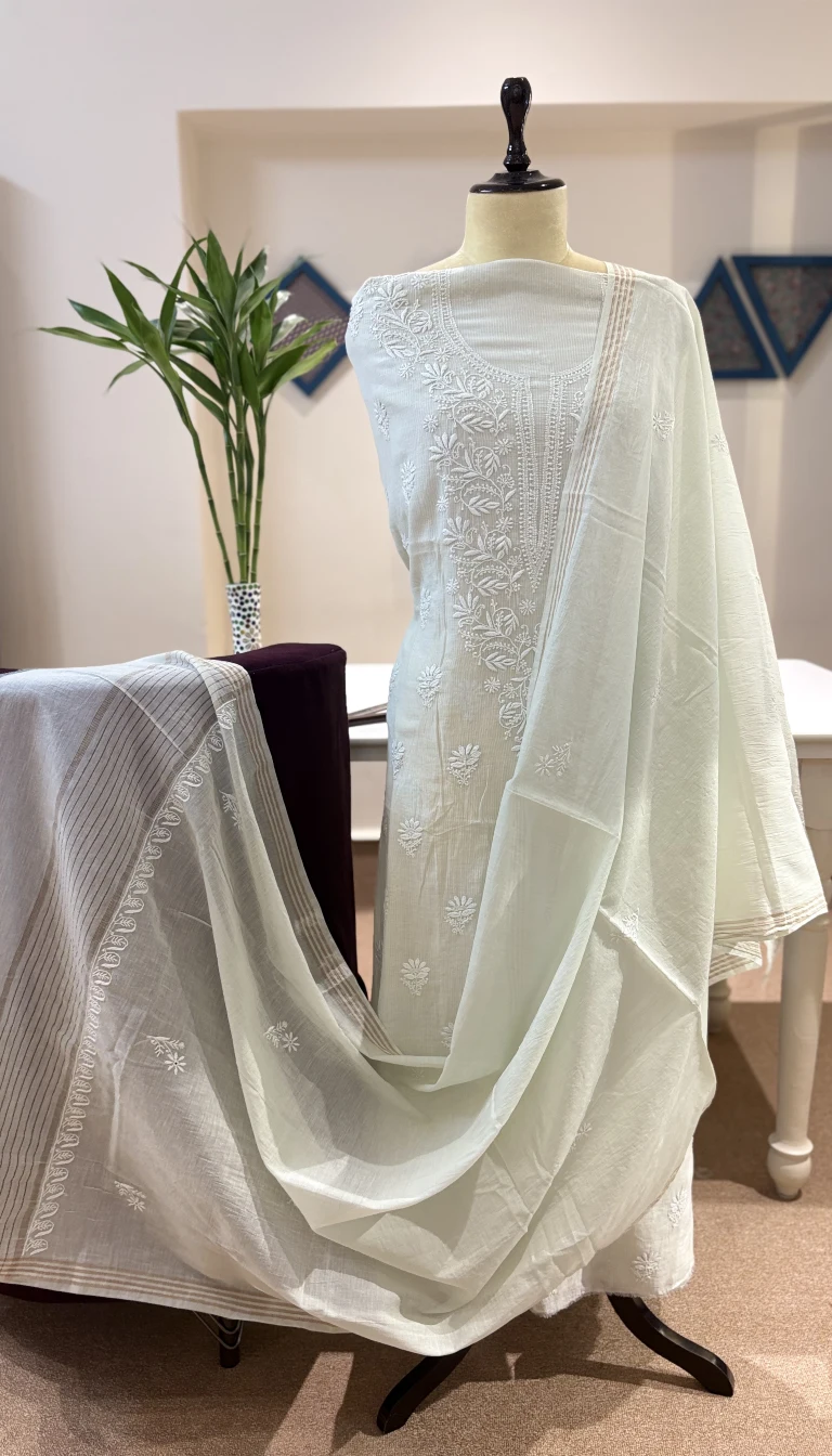Mint Ivory Chikankari Set