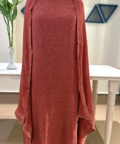 Rust Pearl Jaal Georgette Set
