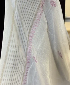 Alternative view of Mauve Ivory Jaal Chikankari Mul Chanderi Set