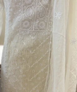 Alternative view of Ivory Pearl Cutdana Chikankari Mul Chanderi Set
