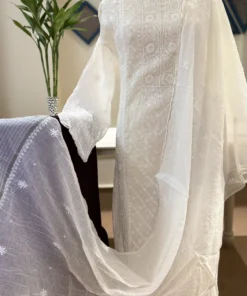 Ivory Pearl Cutdana Chikankari Mul Chanderi Set