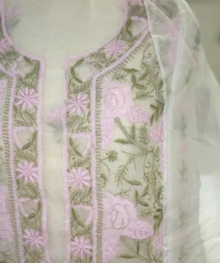 Alternative view of Blush Rose Organza Chikankari Pearl Set