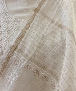 Alternative view of White Mul Chanderi Chikankari Suit