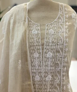 Alternative view of Champagne Pearl Chikankari Tissue 2pc Set