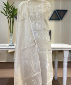 Tissue Chikankari Suit with Pearl Work