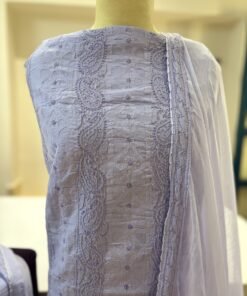 Alternative view of Pastel Lilac Appliqué Chikankari Cotton 3PC Suit Set