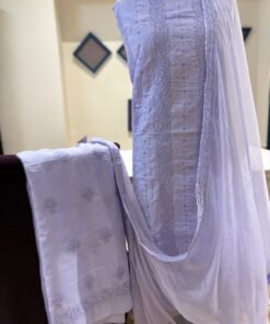 Pastel Lilac Appliqué Chikankari Cotton 3PC Suit Set