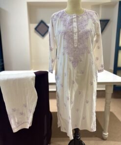 Lilac Handcrafted Chikankari Mul Cotton Set