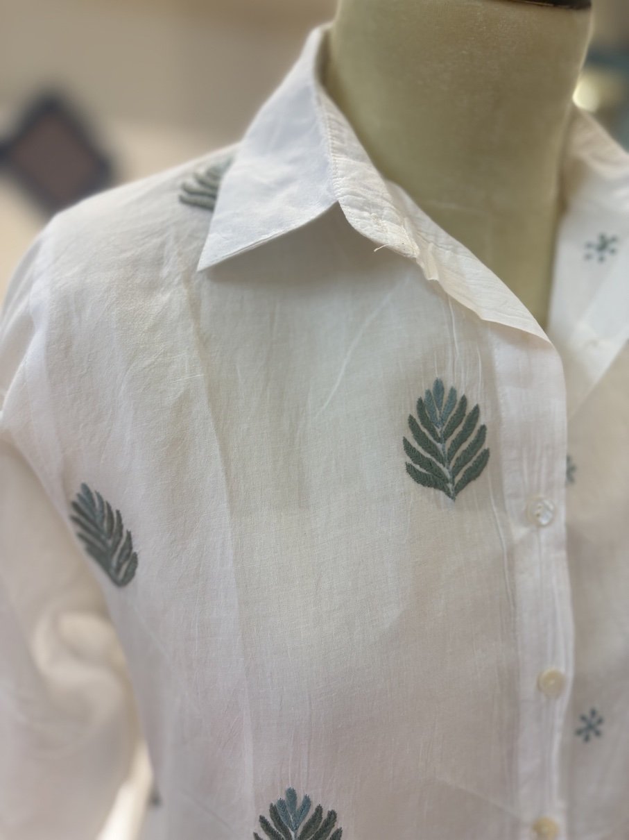 Sage Leaf Chikankari Shirt - Image 3