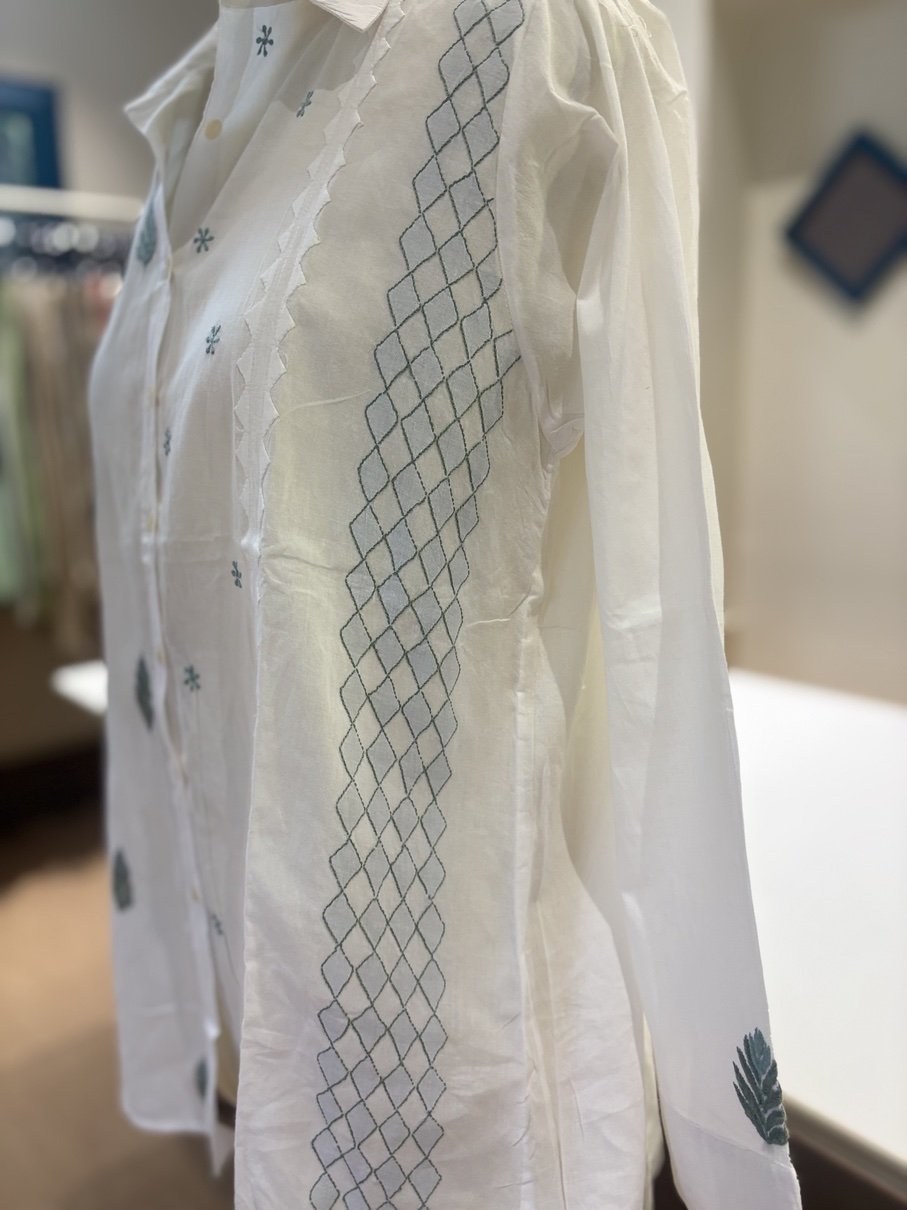 Sage Leaf Chikankari Shirt - Image 2