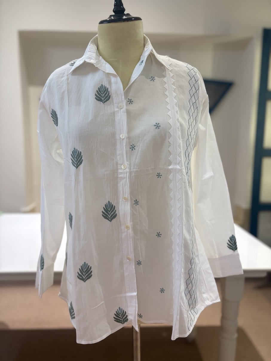 Sage Leaf Chikankari Shirt